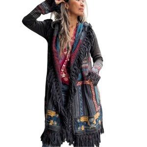 Biya Johnny Was Embroidered Mid-Length Duster, Size medium